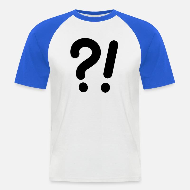 Points d’interrogation et points d’exclamation - T-shirt baseball manches courtes Homme - blanc/bleu royal