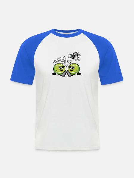 Tennisball Comic – Make a Wish Gag - Men's Baseball T-Shirt - white/royal blue