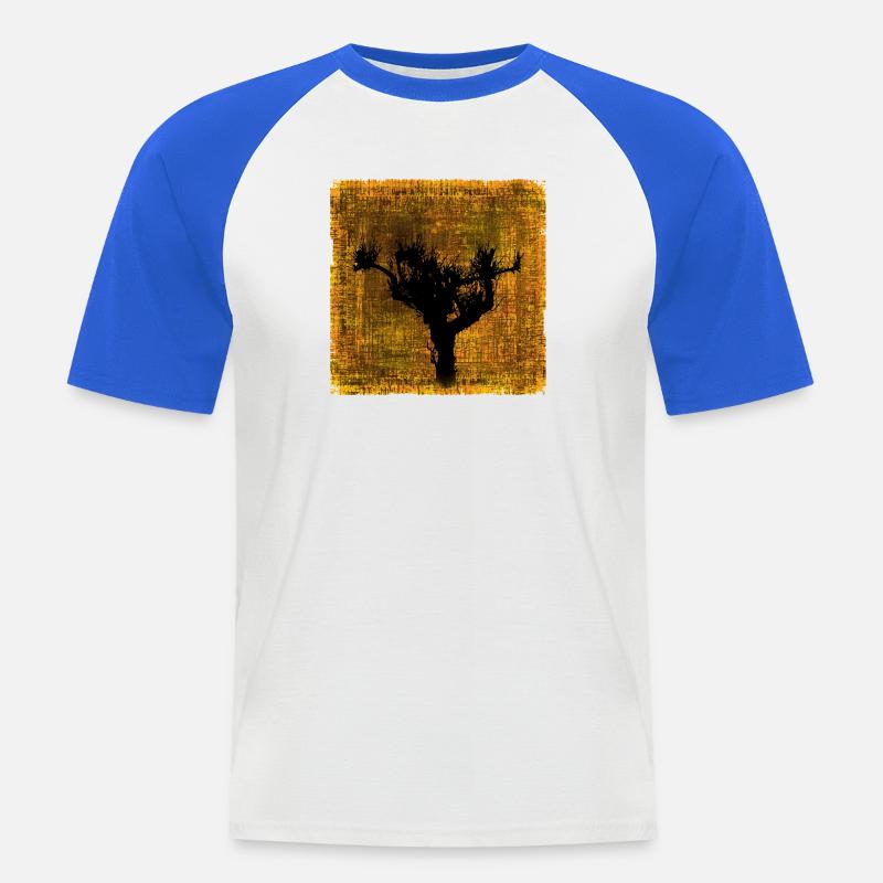 Vogelbaum Silhouette im Herbstfarben-Design - Männer Baseball-T-Shirt - Weiß/Royalblau