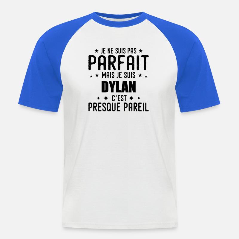 Dylan: authentisch, unvollkommen, oberflächlich, perfekt - Männer Baseball-T-Shirt - Weiß/Royalblau