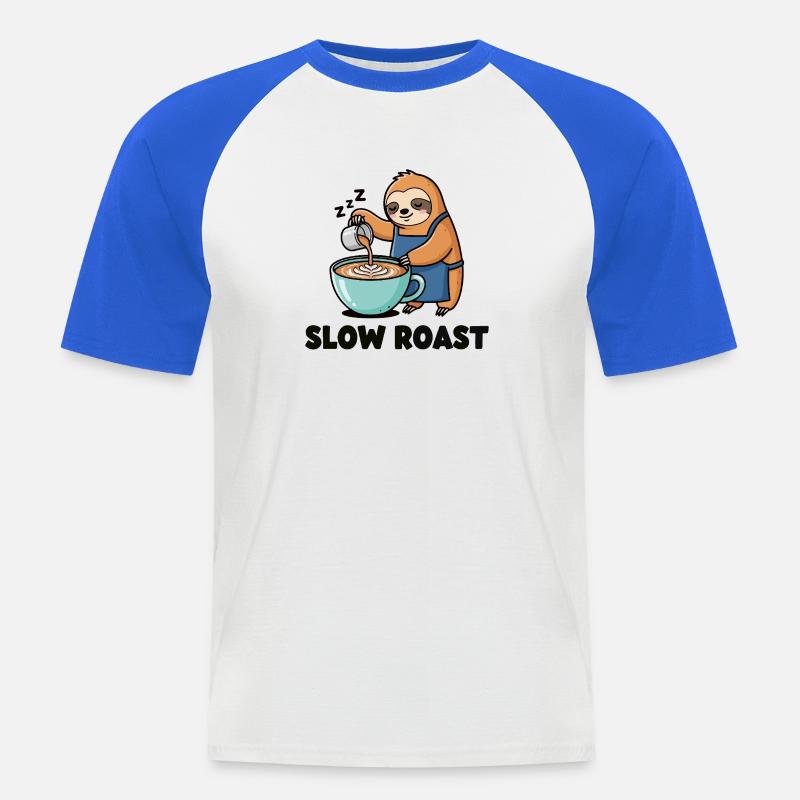 Latte pigro - Maglia da baseball a manica corta da uomo - bianco/blu royal