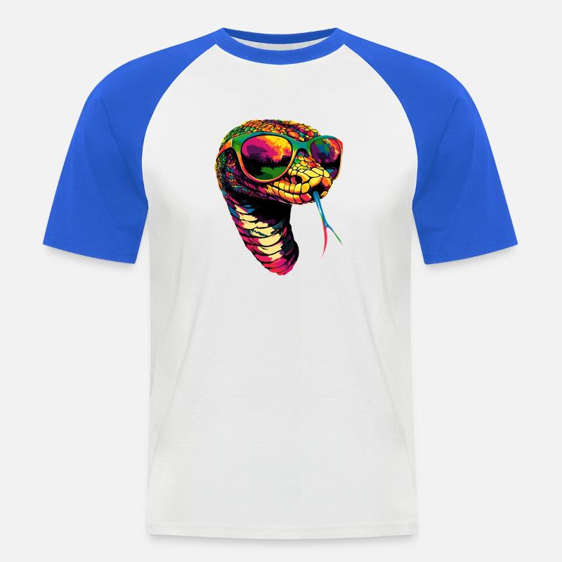 Schlange Python Kobra Klapperschlange Schlangen - Männer Baseball-T-Shirt - Weiß/Royalblau