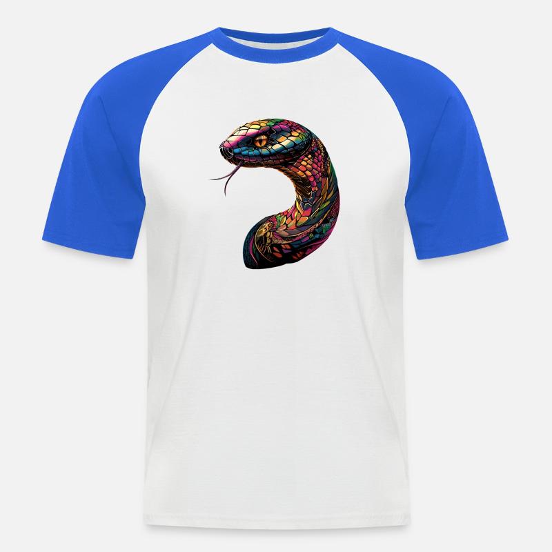 Schlange Python Kobra Klapperschlange Schlangen - Männer Baseball-T-Shirt - Weiß/Royalblau