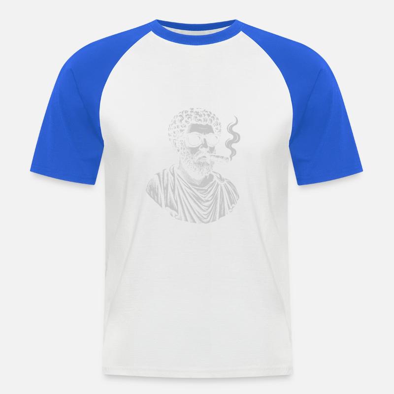 Marcus Aurelius Classical Philosopher Portrait - Men's Baseball T-Shirt - white/royal blue
