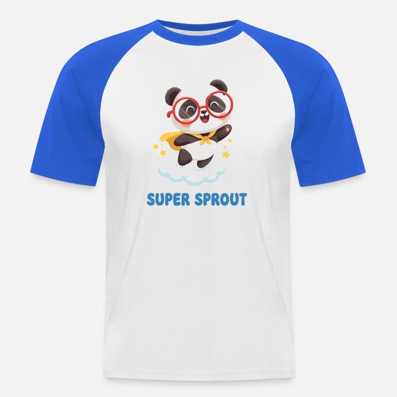 Süßer Super Sprout Panda mit Kappe - Männer Baseball-T-Shirt - Weiß/Royalblau