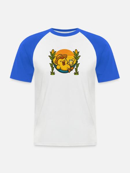 Huhn vom Mais schlürft Limonade - Männer Baseball-T-Shirt - Weiß/Royalblau