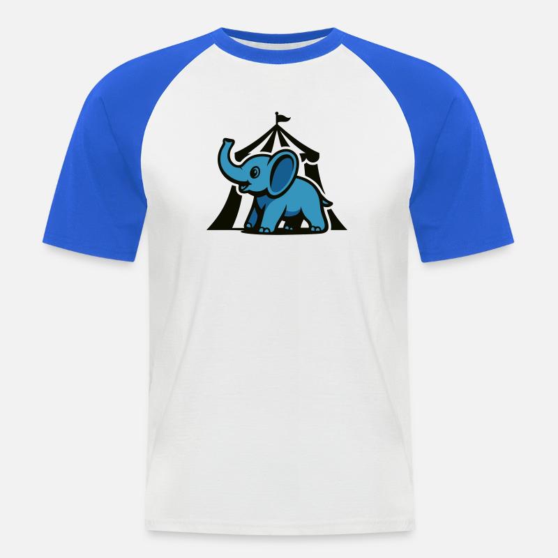 Blue Circus Elephant - Men's Baseball T-Shirt - white/royal blue