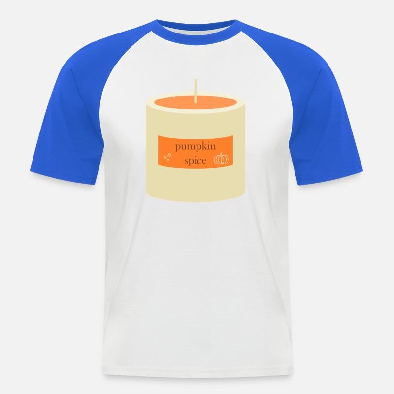 Græskar krydderi stearinlys - Kortærmet herre-baseballshirt - hvid/kongeblå