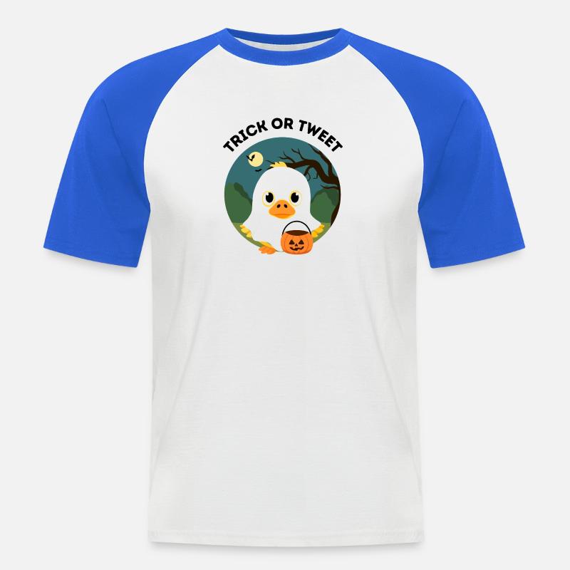 Trick oder Tweet – Süße Halloween Ente - Männer Baseball-T-Shirt - Weiß/Royalblau
