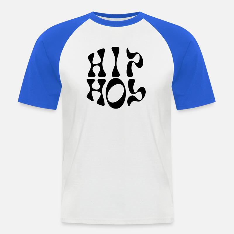 Hip Hop Flüssigkeit gewelltes Logo - Männer Baseball-T-Shirt - Weiß/Royalblau
