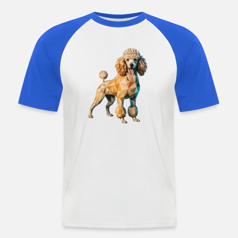 Pudel - Cooles Low Poly Logo - Männer Baseball-T-Shirt - Weiß/Royalblau