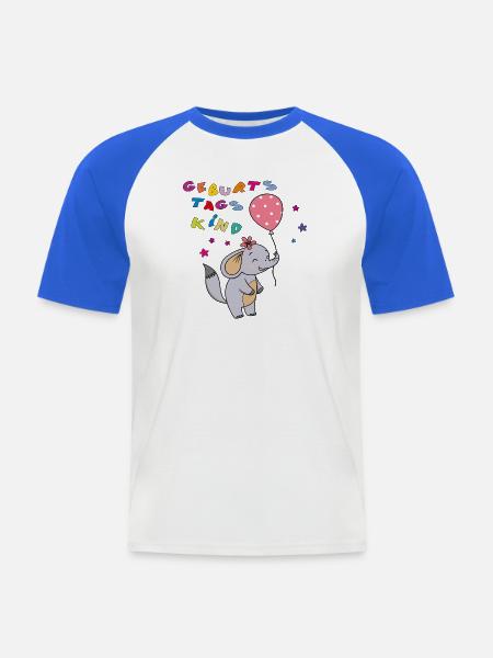 Birthday Boy Elephant - Men's Baseball T-Shirt - white/royal blue