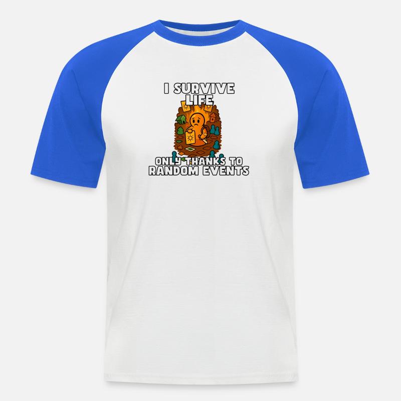 Das Leben durch zufällige Ereignisse überleben - Männer Baseball-T-Shirt - Weiß/Royalblau
