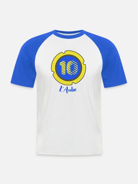 Logo of the Aube department 10 - Men's Baseball T-Shirt - white/royal blue