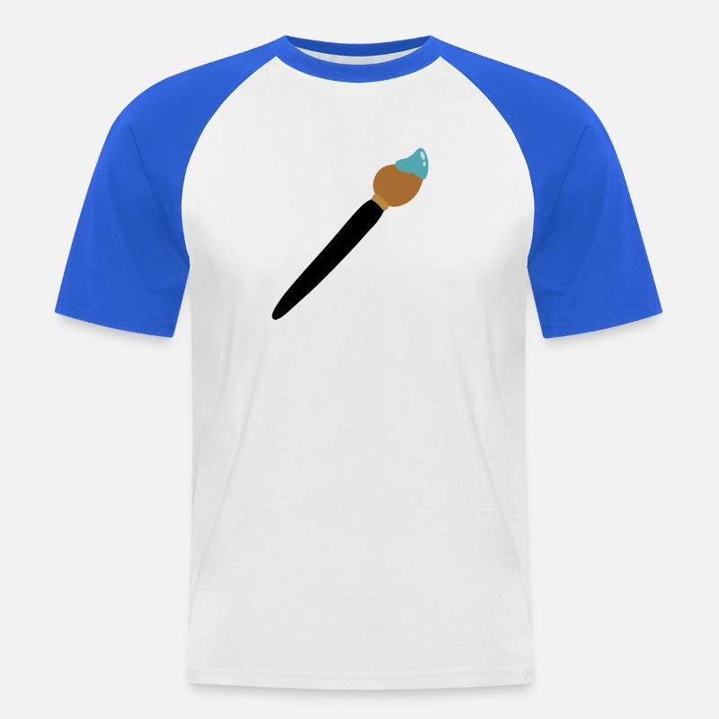 pennello - Maglia da baseball a manica corta da uomo - bianco/blu royal