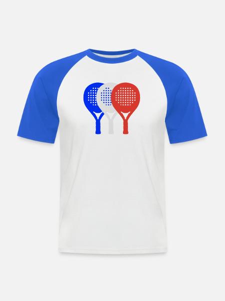 Padel-Frankreich2 - Männer Baseball-T-Shirt - Weiß/Royalblau