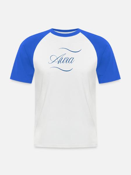 Aura Eleganz Schriftzug - Männer Baseball-T-Shirt - Weiß/Royalblau