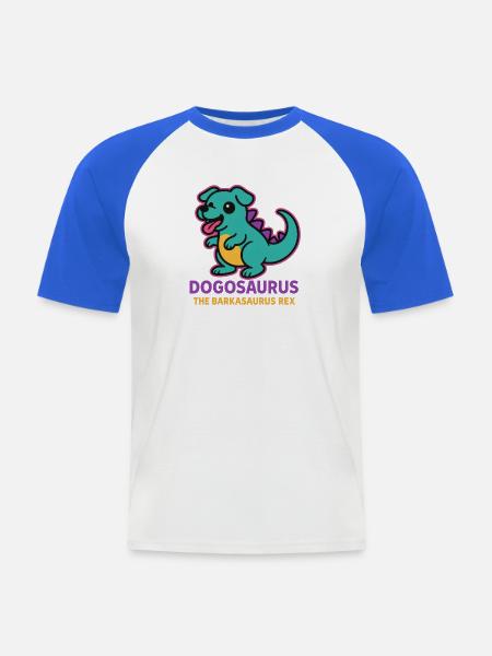Dogosaurus - The Barkasaurus Rex - Männer Baseball-T-Shirt - Weiß/Royalblau