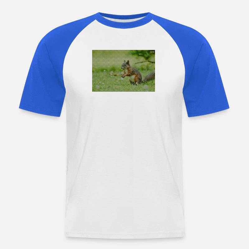 Eichhörnchen Wald Muster - Männer Baseball-T-Shirt - Weiß/Royalblau