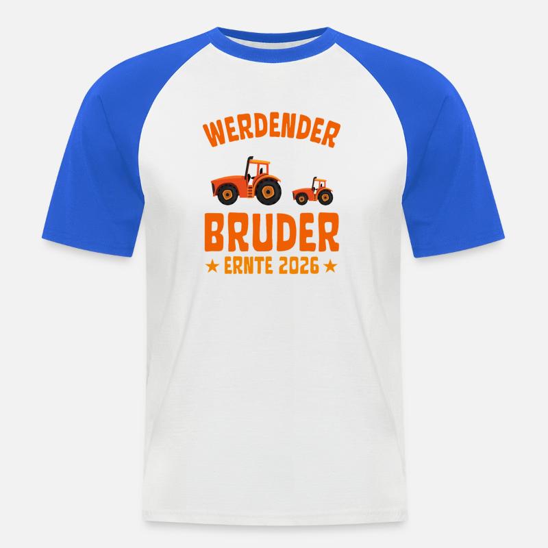 Werdender BRUDER Ernte 2026 Traktor - Männer Baseball-T-Shirt - Weiß/Royalblau