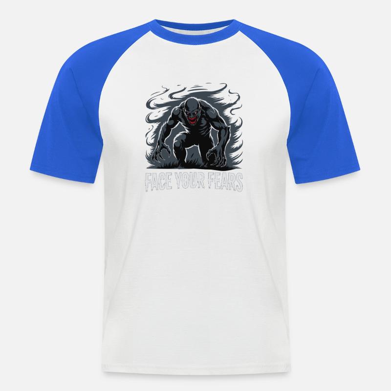 Stelle dich deinen Ängsten, Monster, Nightmare. - Männer Baseball-T-Shirt - Weiß/Royalblau