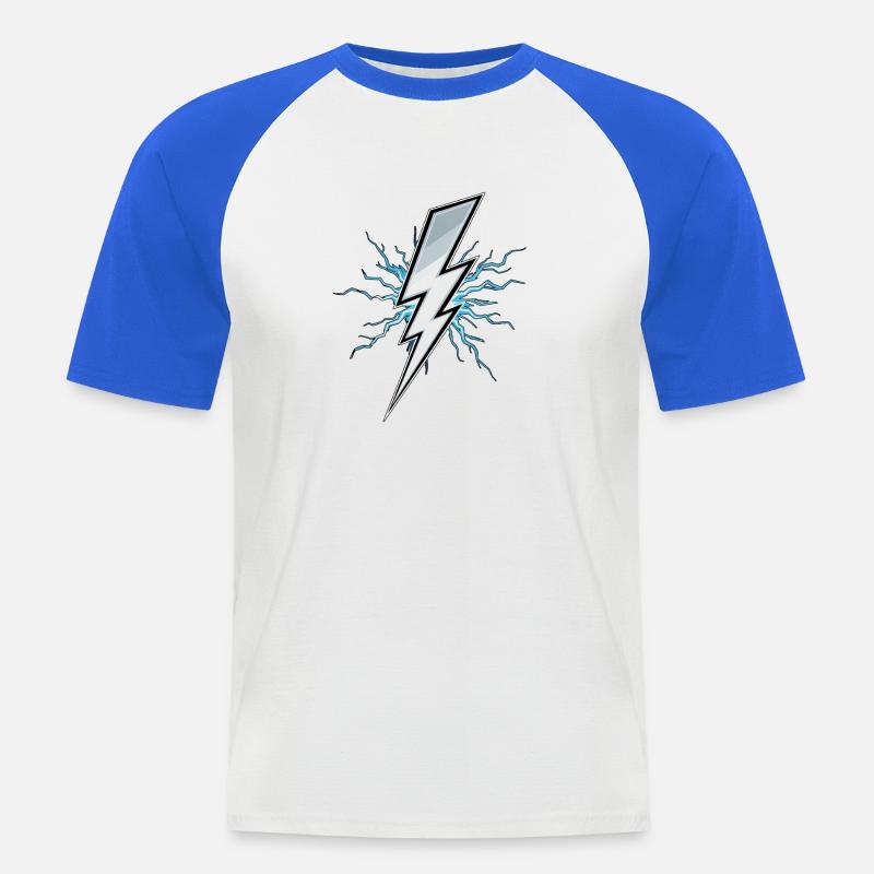 Blitz Blitzschlag Gewitter Strom Sturm - Männer Baseball-T-Shirt - Weiß/Royalblau