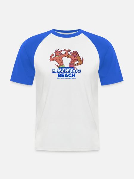 Muscle Dog Beach Santa Monica - Men's Baseball T-Shirt - white/royal blue
