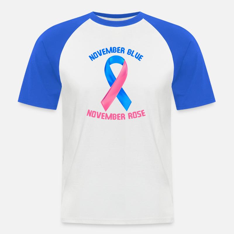 November Blau November Rose - Männer Baseball-T-Shirt - Weiß/Royalblau