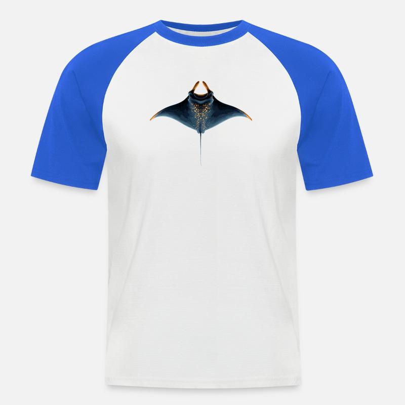 Manta Ray, Devil Ray, Stingray, Diver - Men's Baseball T-Shirt - white/royal blue