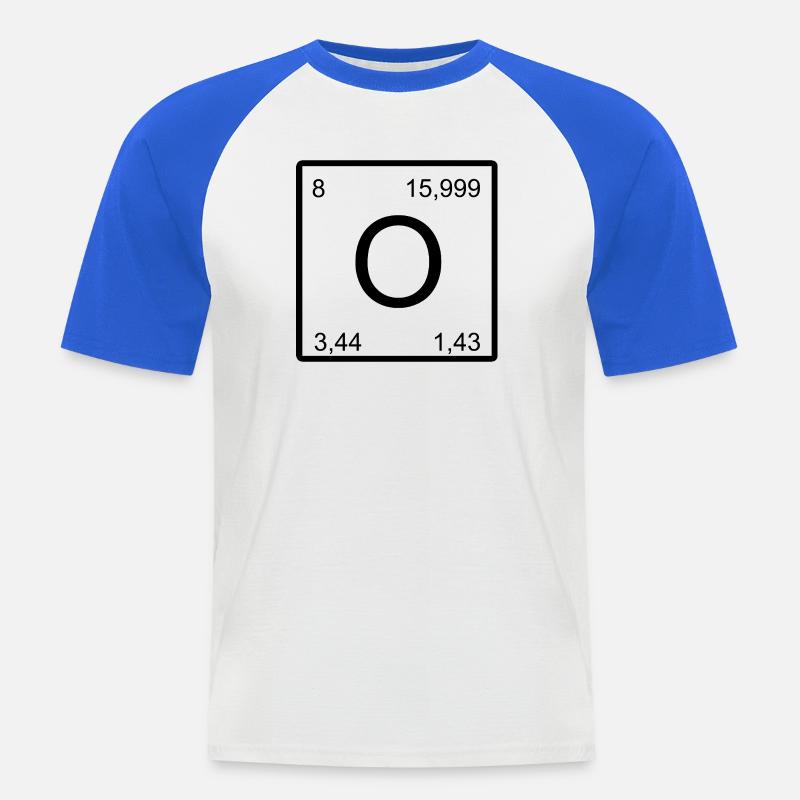 O Sauerstoff Zeichen im Minimalstil nerd - Männer Baseball-T-Shirt - Weiß/Royalblau