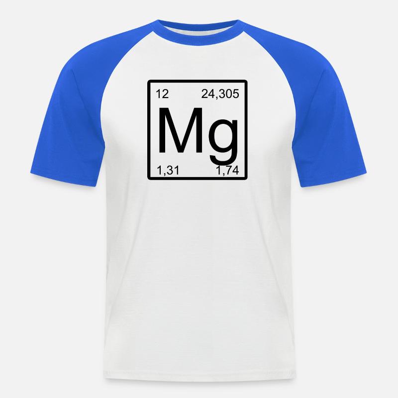 Magnesium Element Design Tee - Männer Baseball-T-Shirt - Weiß/Royalblau