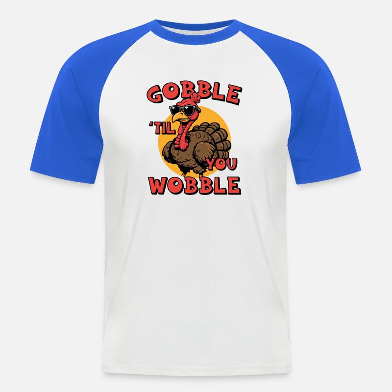 Verschlinge, bis du wackelst - Männer Baseball-T-Shirt - Weiß/Royalblau