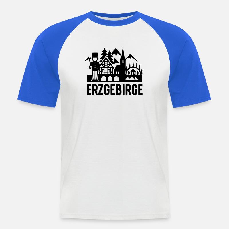 Erzgebirge typisch Silhouette - Männer Baseball-T-Shirt - Weiß/Royalblau