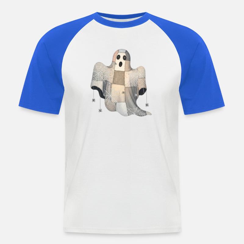 Patchwork Geist mit Spinnennetzen - Männer Baseball-T-Shirt - Weiß/Royalblau