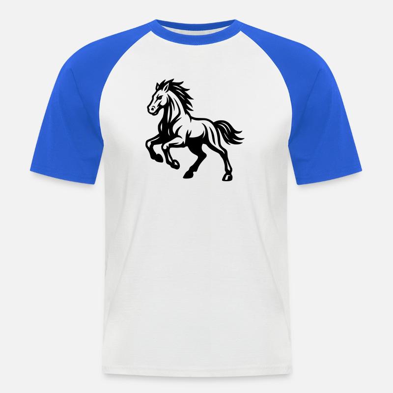 Pferd  - Männer Baseball-T-Shirt - Weiß/Royalblau