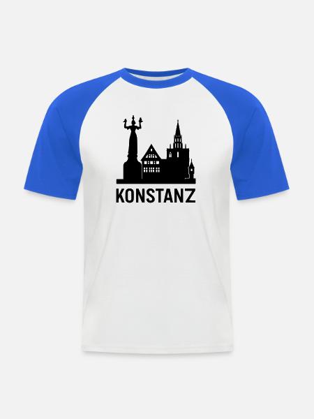 Constance Lac de Constance Silhouette - T-shirt baseball manches courtes Homme - blanc/bleu royal