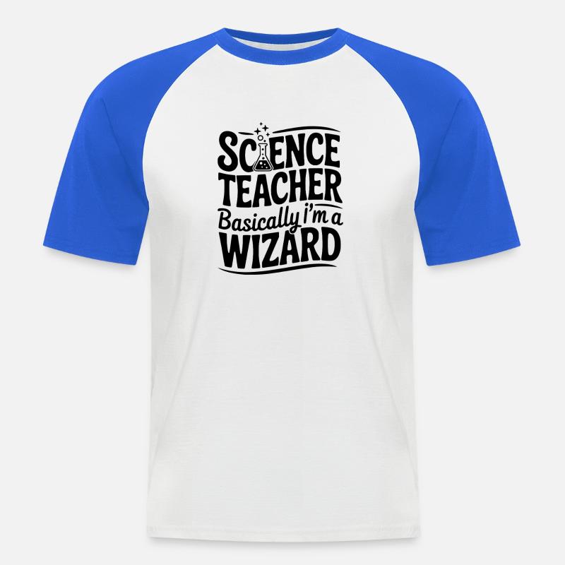 Science Teacher Basically I’m a Wizard - Men's Baseball T-Shirt - white/royal blue
