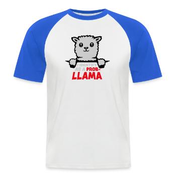 Mi identifico come un Probllama Cool Lama problema Spruch - Maglia da baseball a manica corta da uomo - bianco/blu royal - Fronte