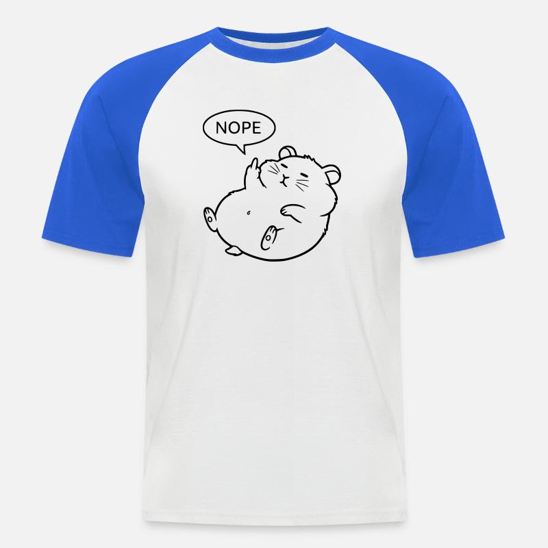 Nope Hamster | Lustiges Mittelfinger Statement - Männer Baseball-T-Shirt - Weiß/Royalblau