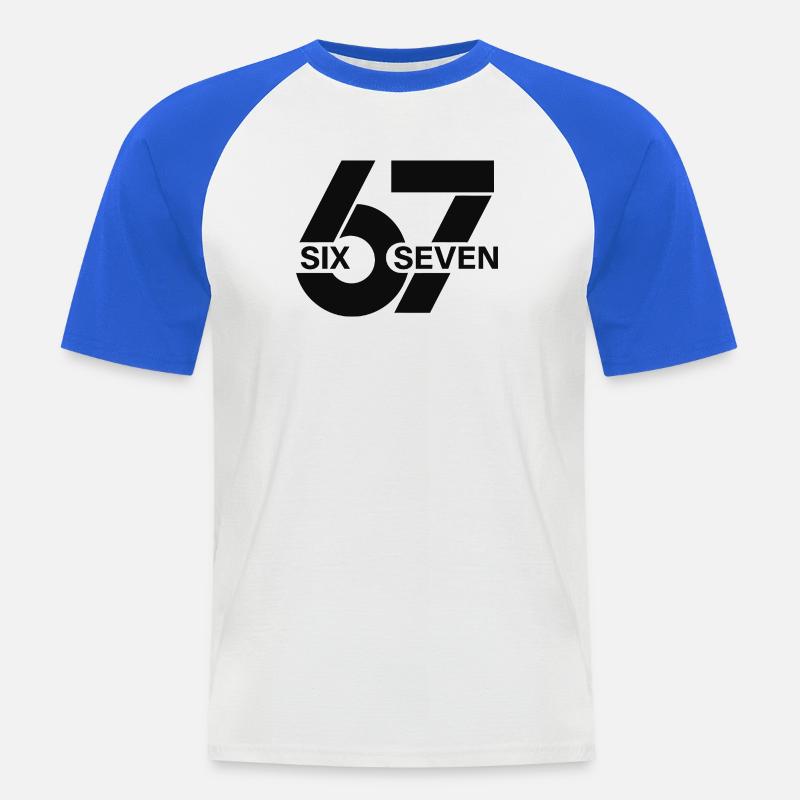 Sei sette meme - Maglia da baseball a manica corta da uomo - bianco/blu royal