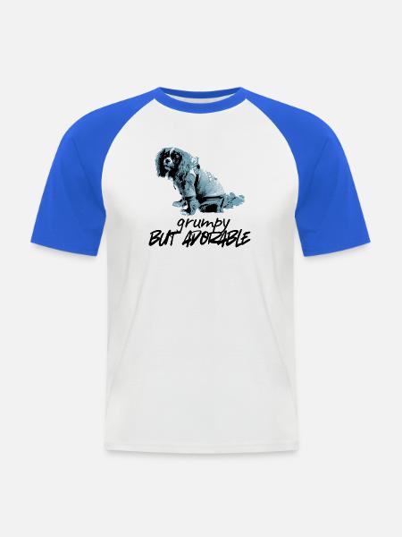 Blaues Hundeporträt im Stencil-Stil - Männer Baseball-T-Shirt - Weiß/Royalblau