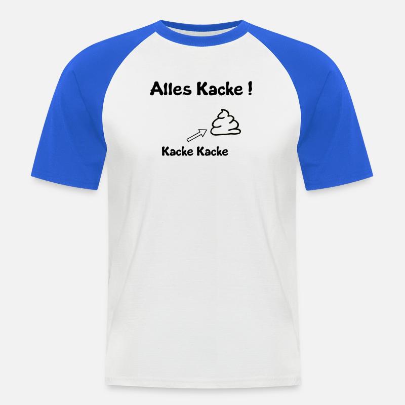 Merda - Maglia da baseball a manica corta da uomo - bianco/blu royal