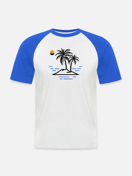 Palm Island - Men's Baseball T-Shirt - white/royal blue