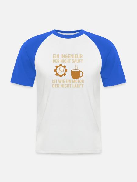 Engineer Humor Coffee Engine - Men's Baseball T-Shirt - white/royal blue