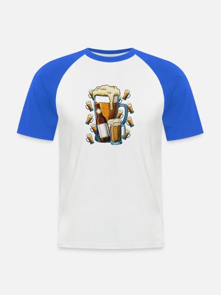 Bierfreude Krug Illustration - Männer Baseball-T-Shirt - Weiß/Royalblau
