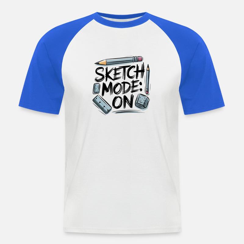 Sketch Mode: ON – Creative Mode Active - Men's Baseball T-Shirt - white/royal blue