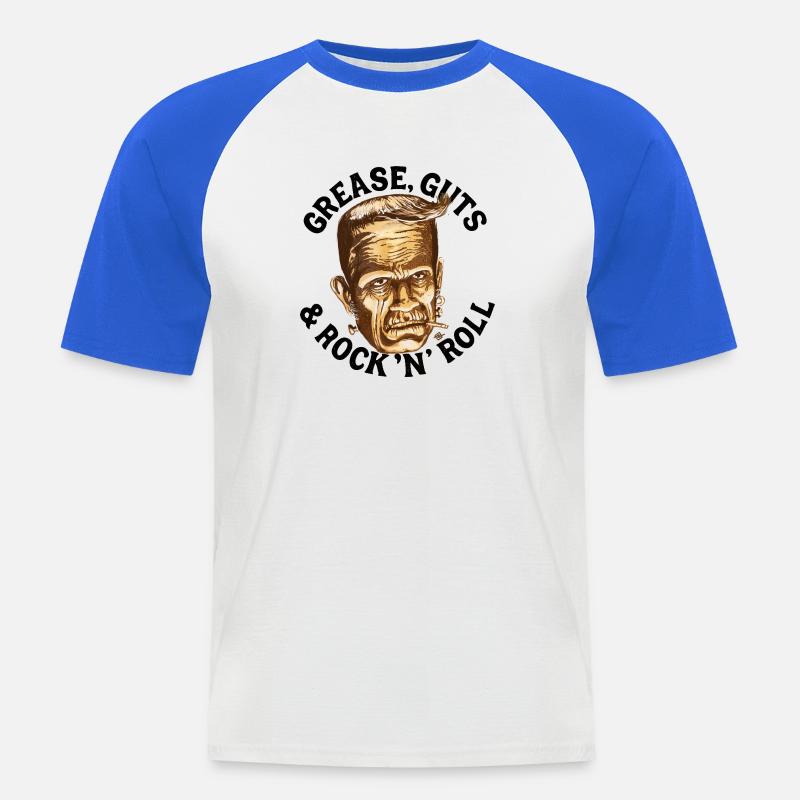 Gomina, Eingeweide & Rock... - Männer Baseball-T-Shirt - Weiß/Royalblau