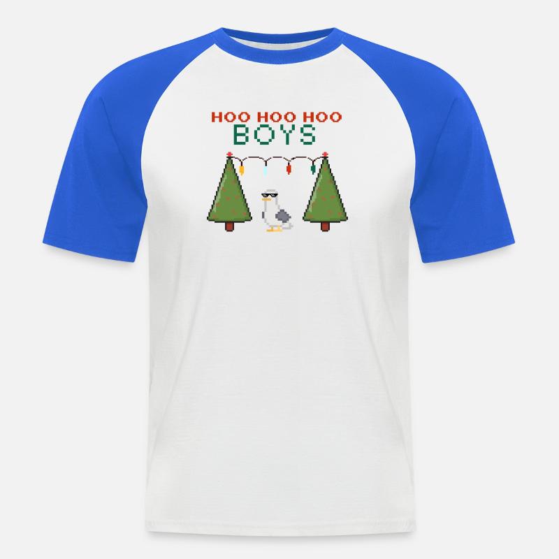 Pixel Seemöwe Weihnachts Boys - Männer Baseball-T-Shirt - Weiß/Royalblau