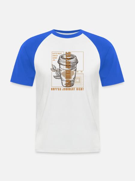 Coffee just does its job retro - Men's Baseball T-Shirt - white/royal blue