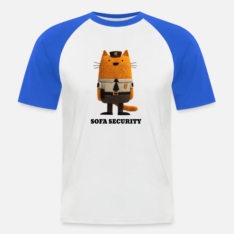 Cat in Security Look - Sofa Security - Men's Baseball T-Shirt - white/royal blue